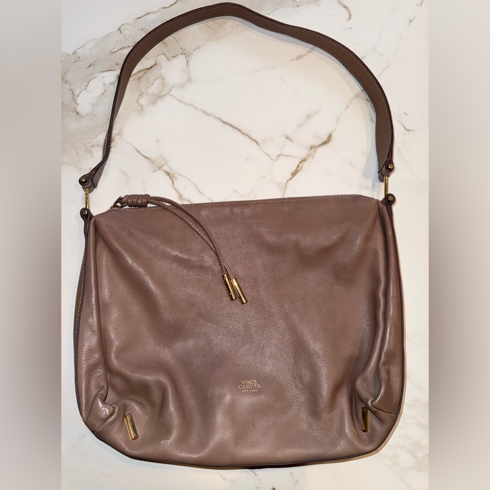 Vince Camuto Tan Leather Shoulder Bag